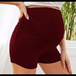 Red maternity shorts